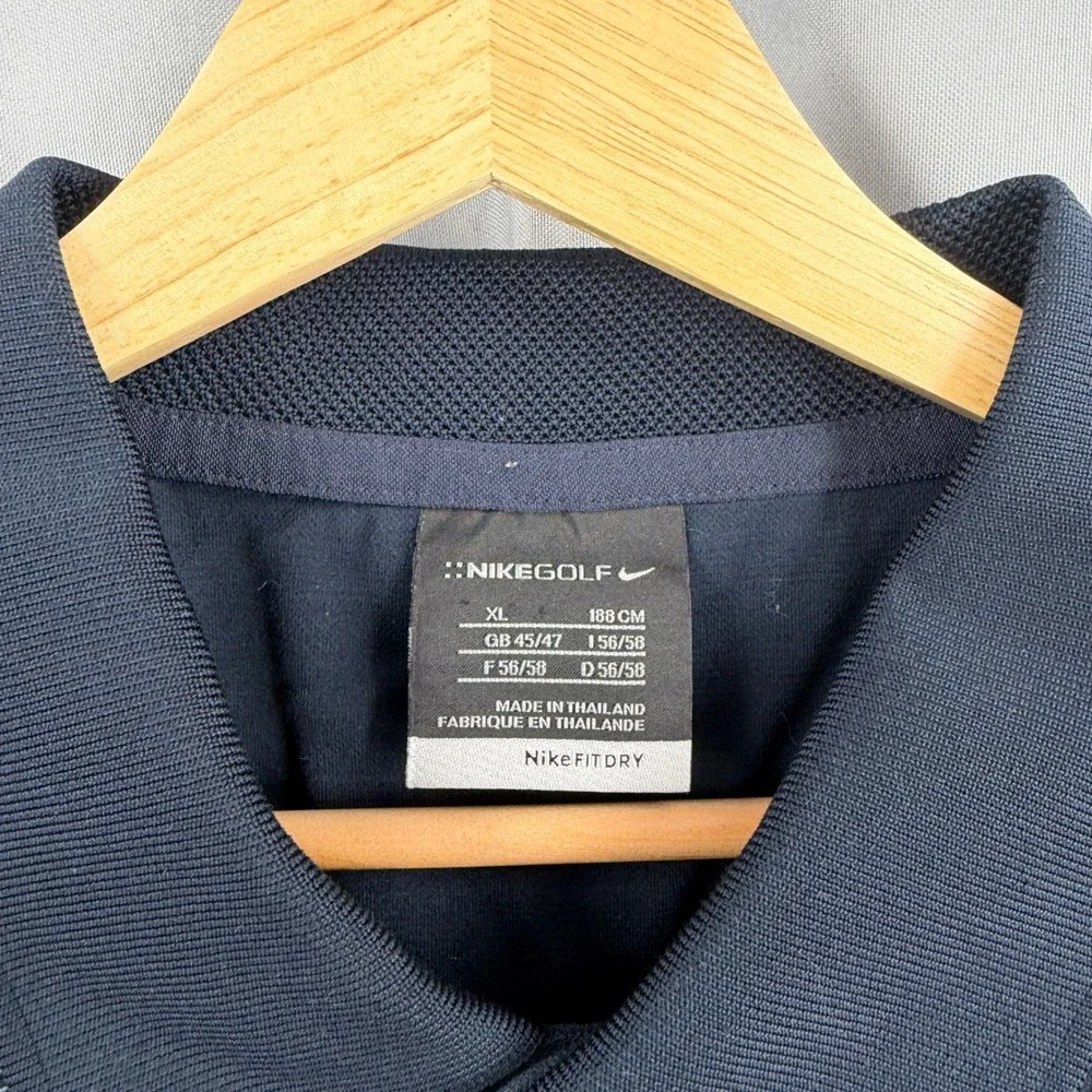 Nike Golf Mens XL Navy Blue Striped‎ Polo Shirt Dri-FIT